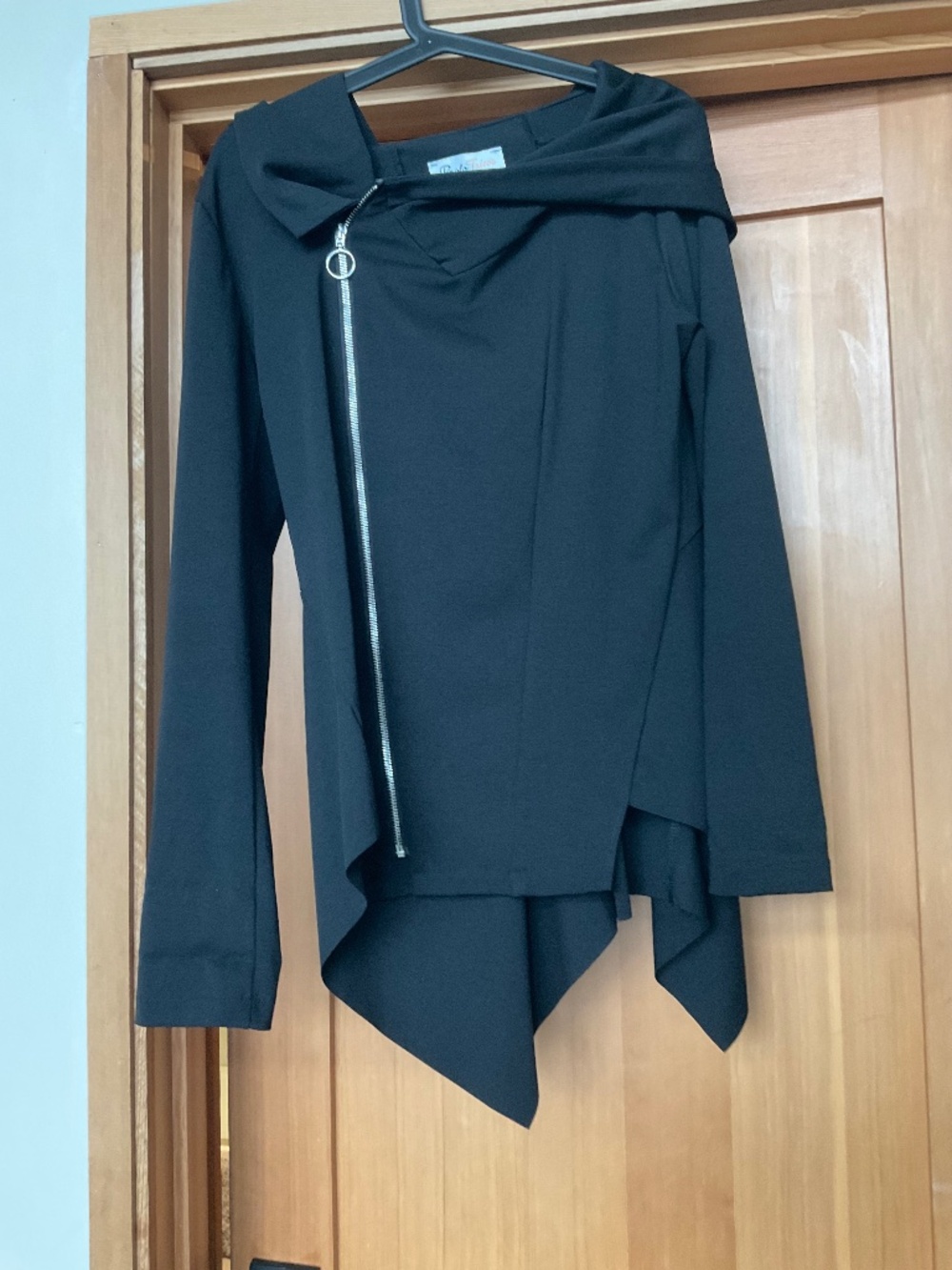 Black Paolo tricot hooded jacket in size med